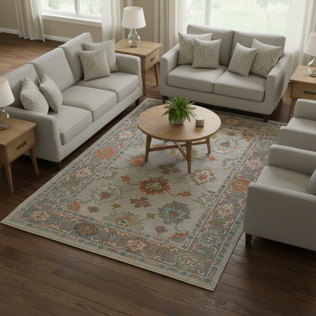 5.11 x 8.10 ft Hand Knotted Oushak Rug