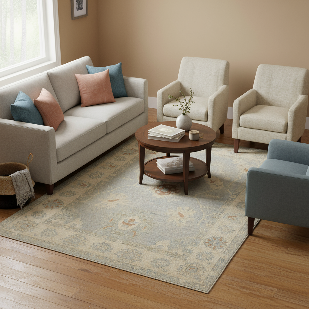 5.11 x 8.7 ft Hand Knotted Oushak Rug