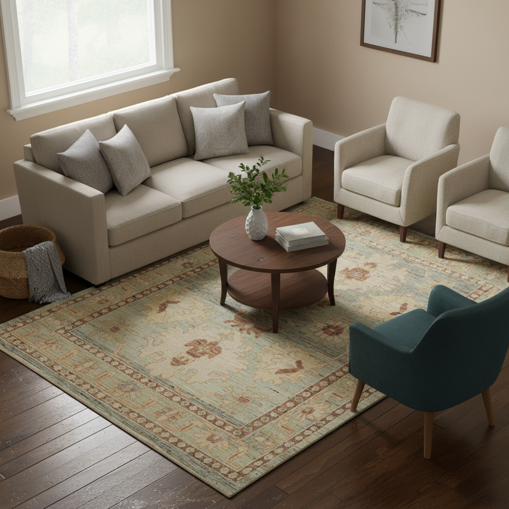 6.7 x 9.3 ft Hand Knotted Oushak Rug