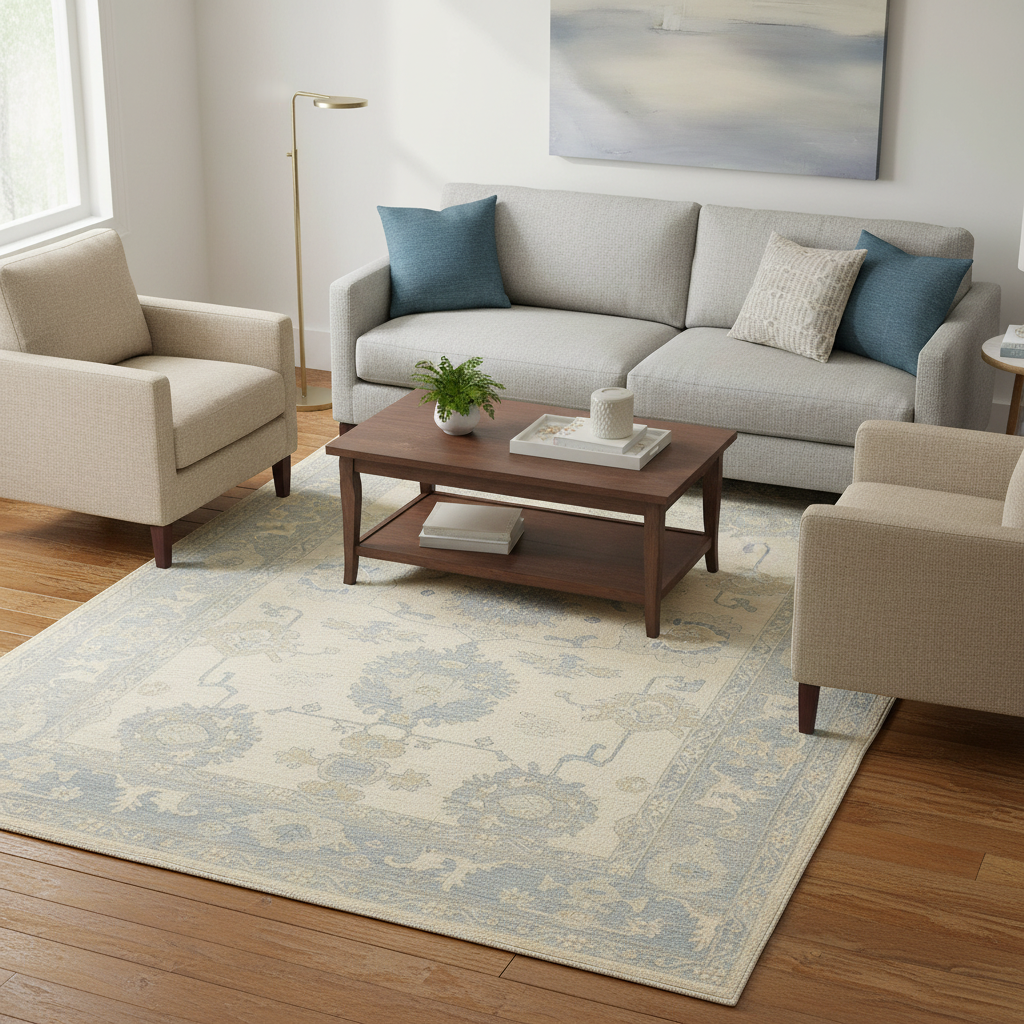 6.2 x 9.1 ft Hand Knotted Oushak Rug