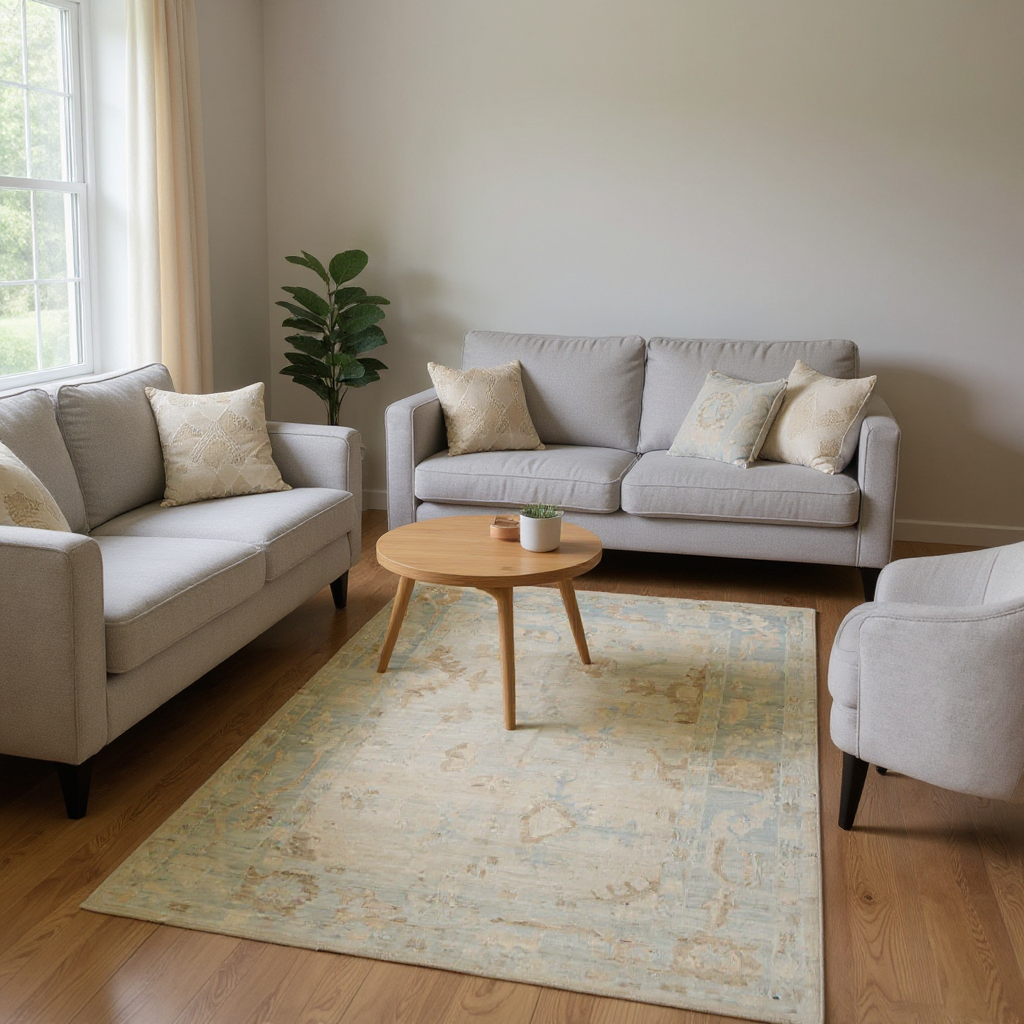 6.3 x 8.9 ft Hand Knotted Oushak Rug