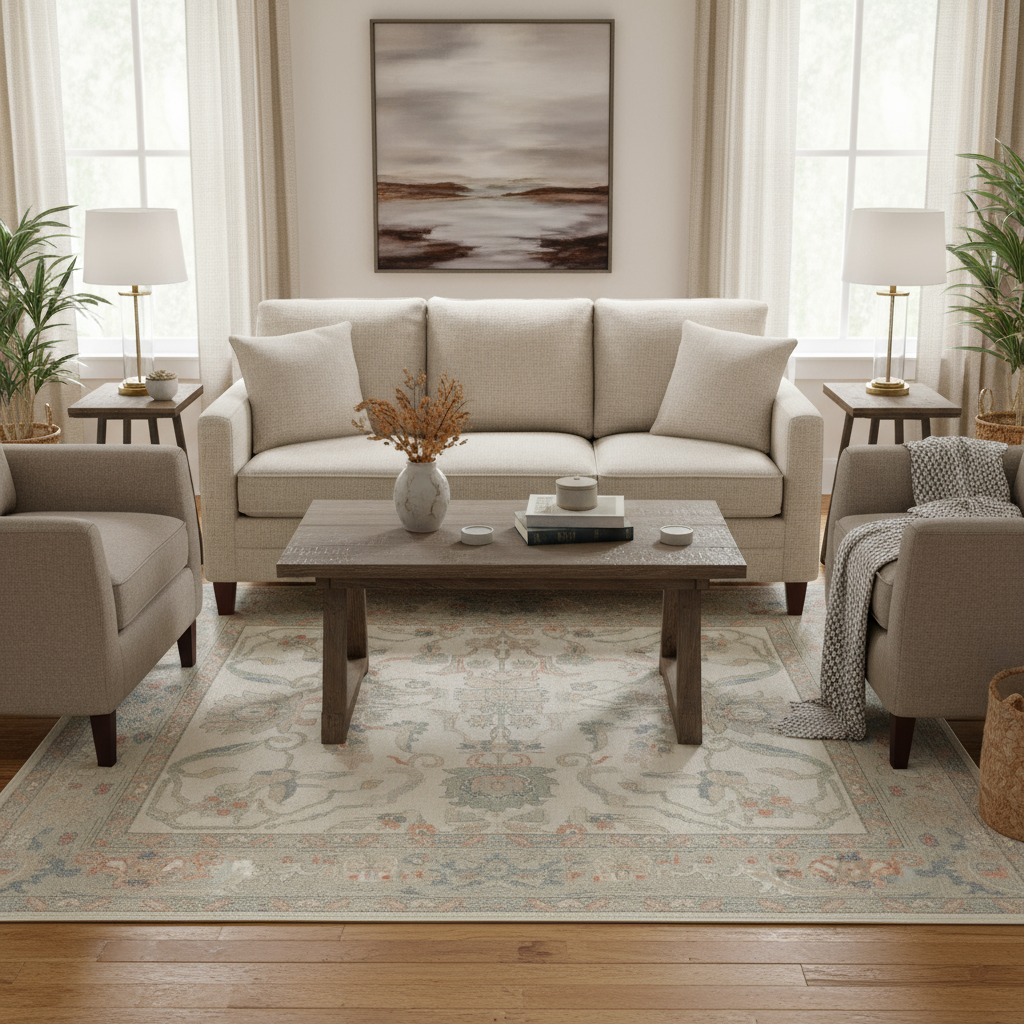 6 x 9.1 ft Hand Knotted Oushak Rug