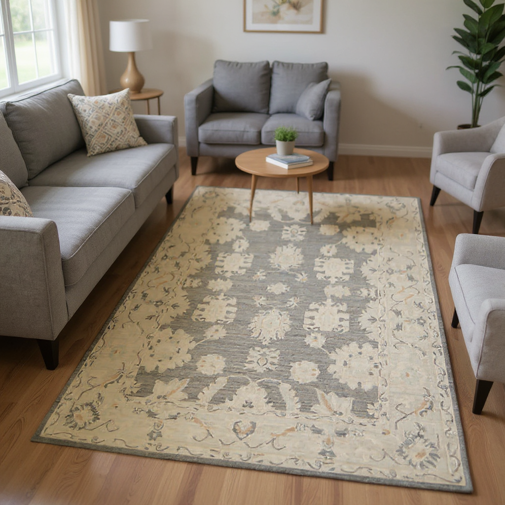 6.2 x 9.2 ft Hand Knotted Oushak Rug