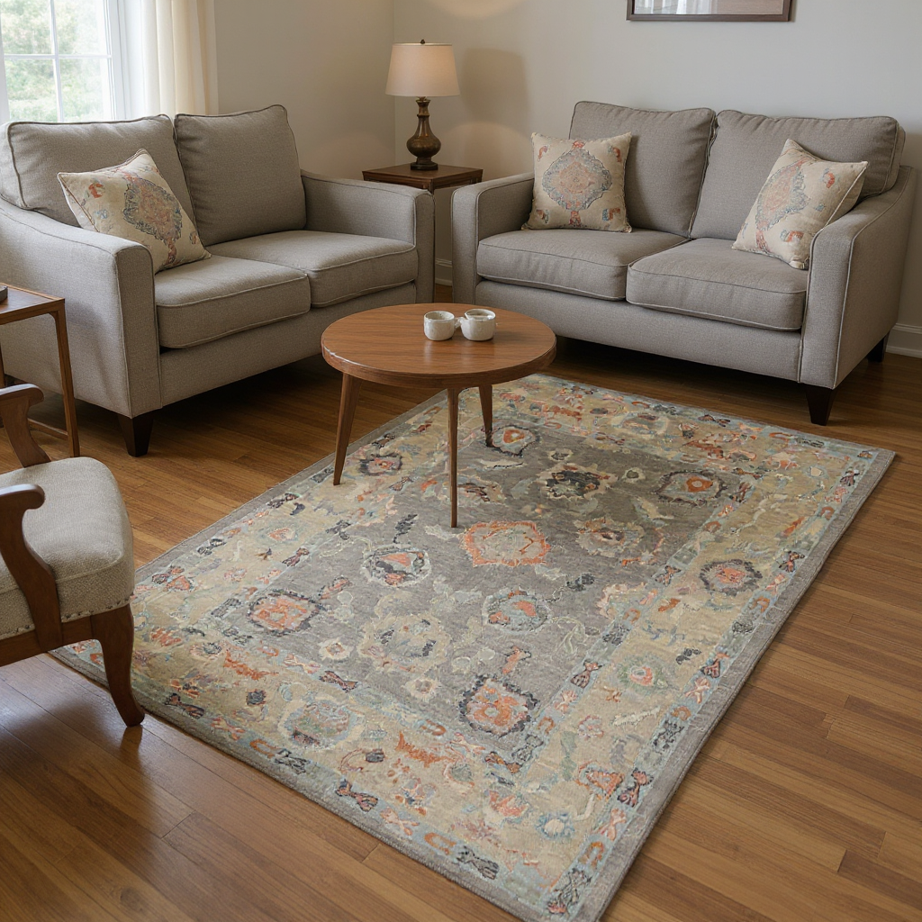 6.2 x 9.7 ft Hand Knotted Oushak Rug