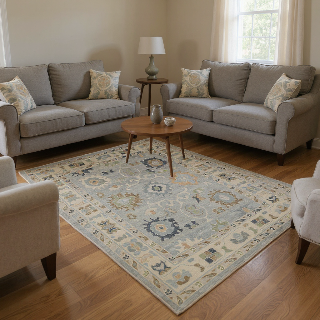 6.1 x 9.4 ft Hand Knotted Oushak Rug