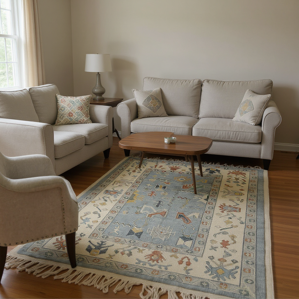 5.11 x 10 ft Hand Knotted Oushak Rug