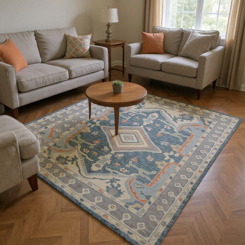 6.1 x 9.2 ft Hand Knotted Oushak Rug