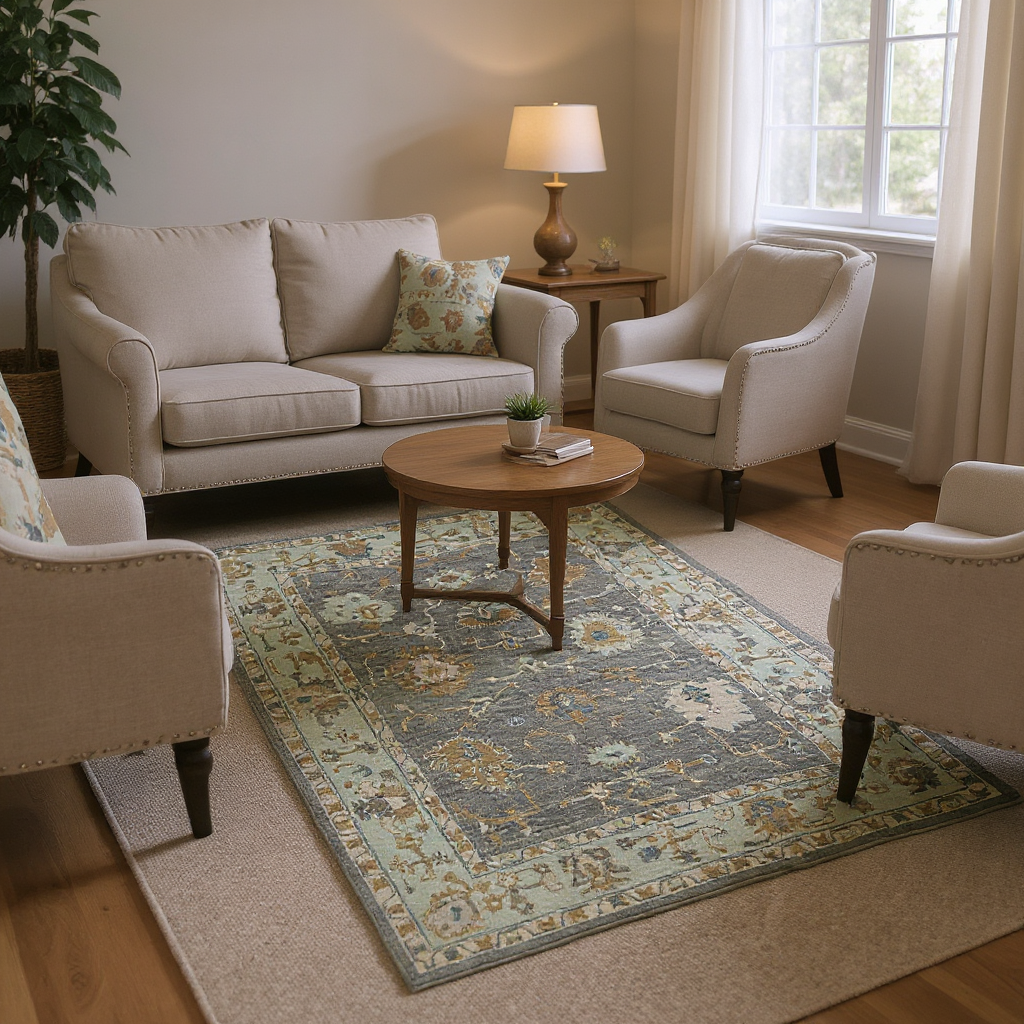 6 x 8.5 ft Hand Knotted Oushak Rug