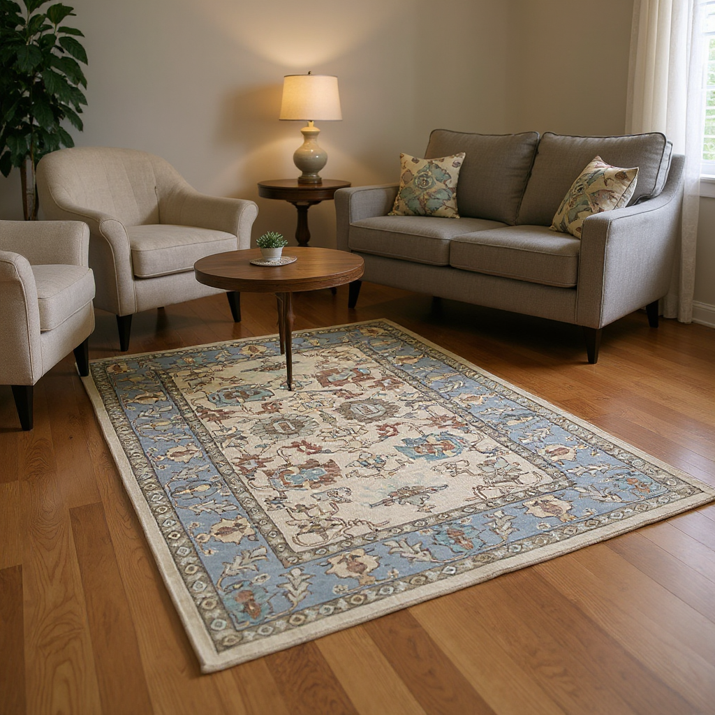 6.9 x 10.8 ft Hand Knotted Oushak Rug