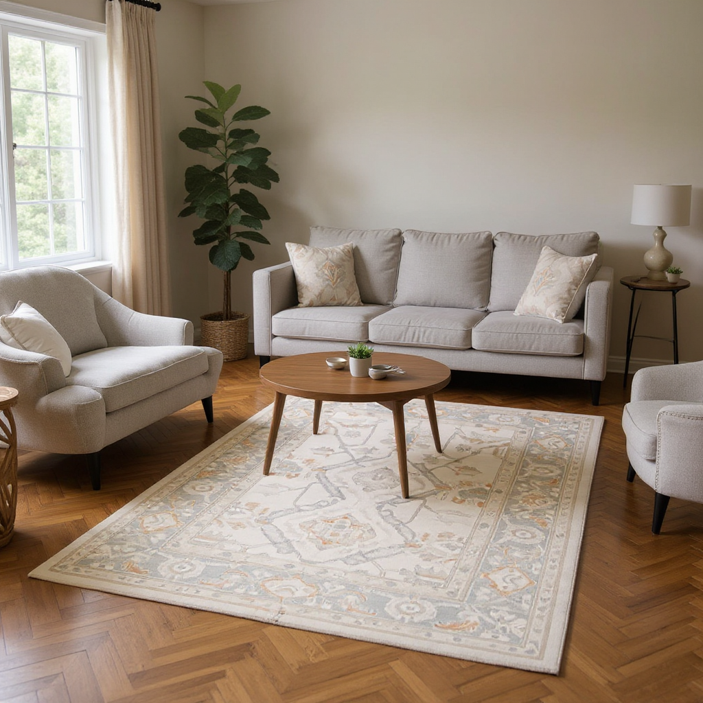 6.2 x 9 ft Hand Knotted Oushak Rug