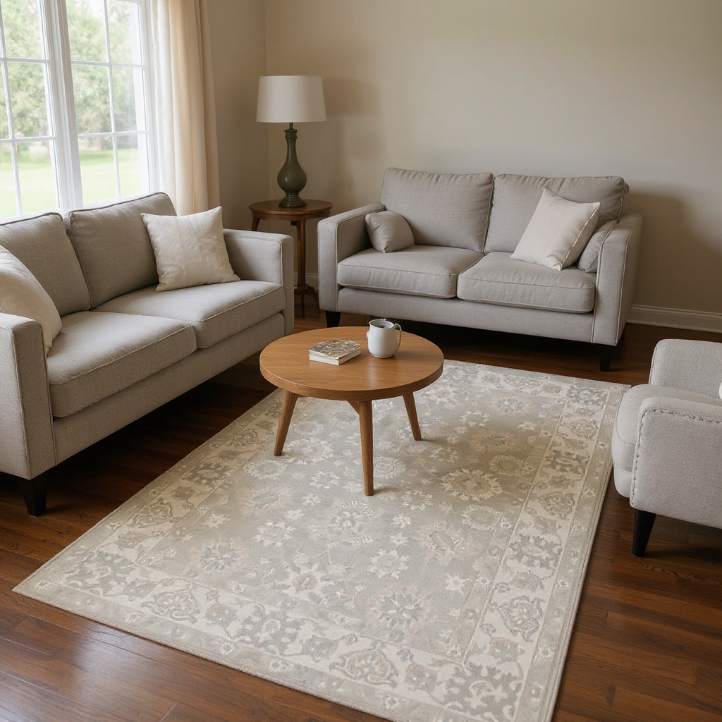 6 x 8.8 ft Hand Knotted Oushak Rug
