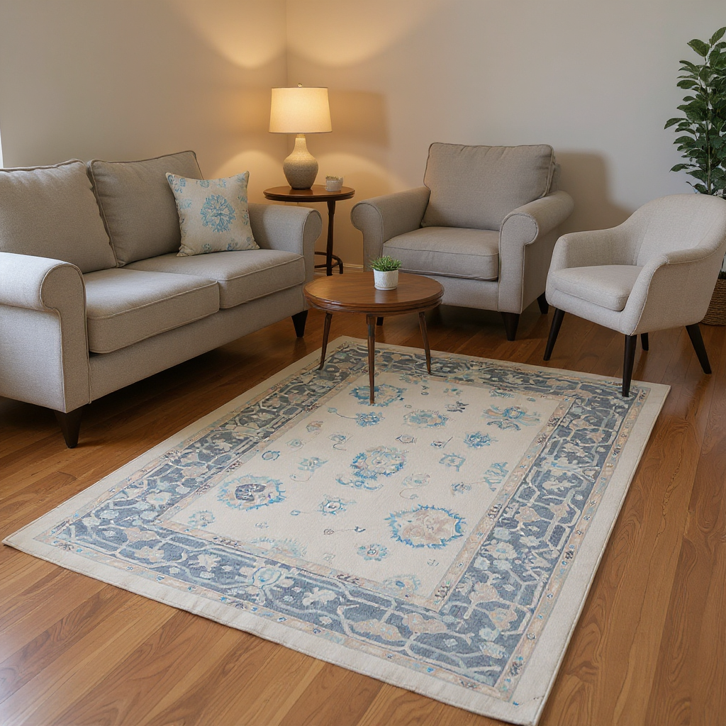 6.1 x 8.7 ft Hand Knotted Oushak Rug