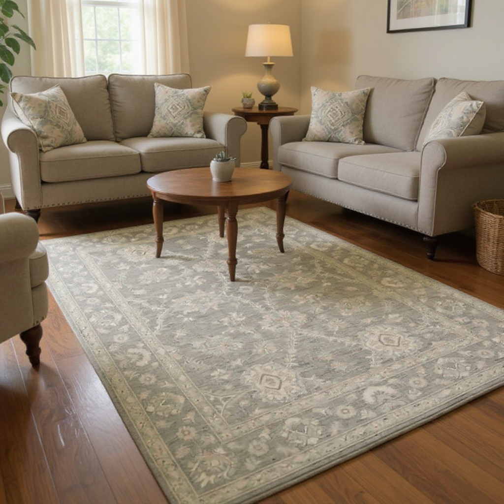 5.11 x 8.8 ft Hand Knotted Oushak Rug