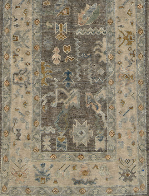 2.11 x 7.11 ft Hand Knotted Oushak Runner