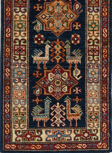 1.11 x 6.5 ft Hand Knotted Kazak Runner