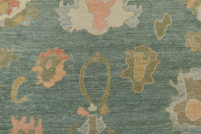 10.9 x 14 ft Hand Knotted Oushak Rug