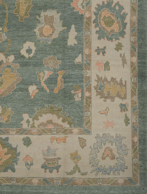 10.9 x 14 ft Hand Knotted Oushak Rug