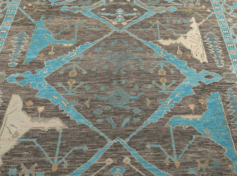 9.2 x 12.8 ft Hand Knotted Oushak Rug