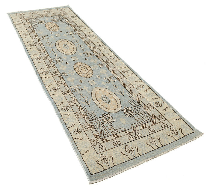 3 x 9.1 ft Hand Knotted Khotan Runner