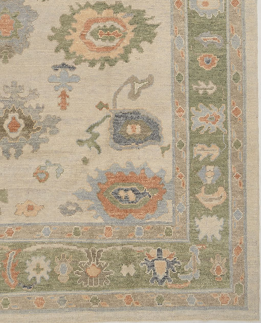 9.2 x 11.9 ft Hand Knotted Oushak Rug