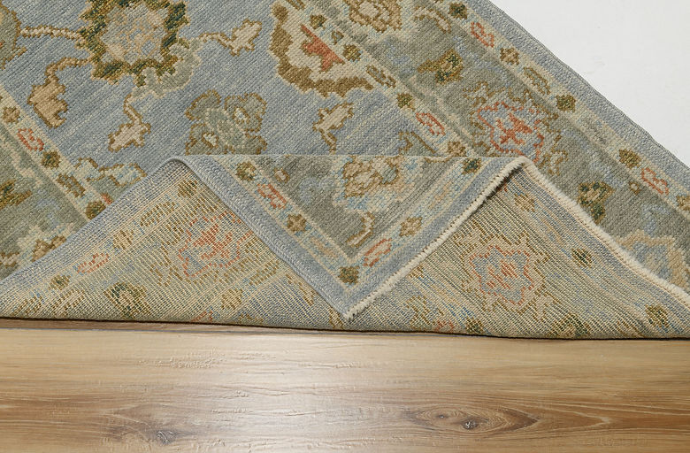 3 x 12.8 ft Hand Knotted Oushak Runner