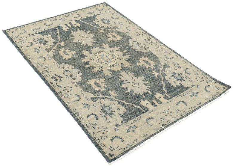 3.4 x 5 ft Hand Knotted Oushak Rug