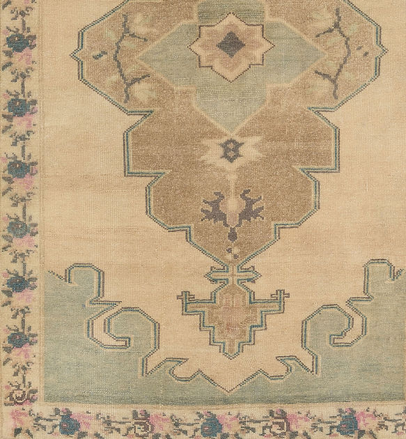 3.10 x 6.3 ft Hand Knotted Vintage Oushak Rug