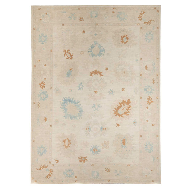 9.11 x 13.9 ft Hand Knotted Oushak Rug