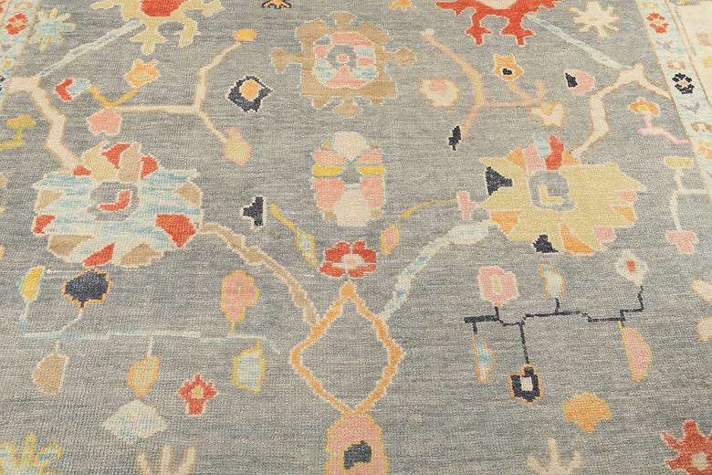 9.4 x 12.8 ft Hand Knotted Oushak Rug