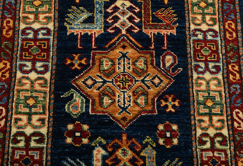 1.11 x 6.5 ft Hand Knotted Kazak Runner