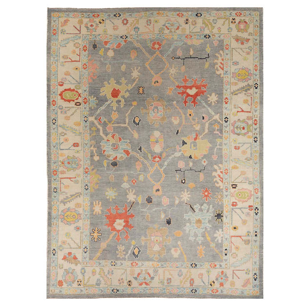 9.4 x 12.8 ft Hand Knotted Oushak Rug