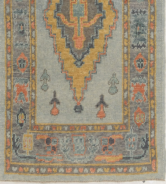 2.8 x 9.7 ft Hand Knotted Oushak Rug