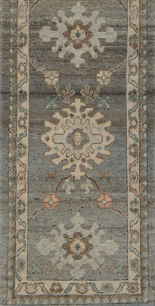 3 x 10.2 ft Hand Knotted Oushak Runner