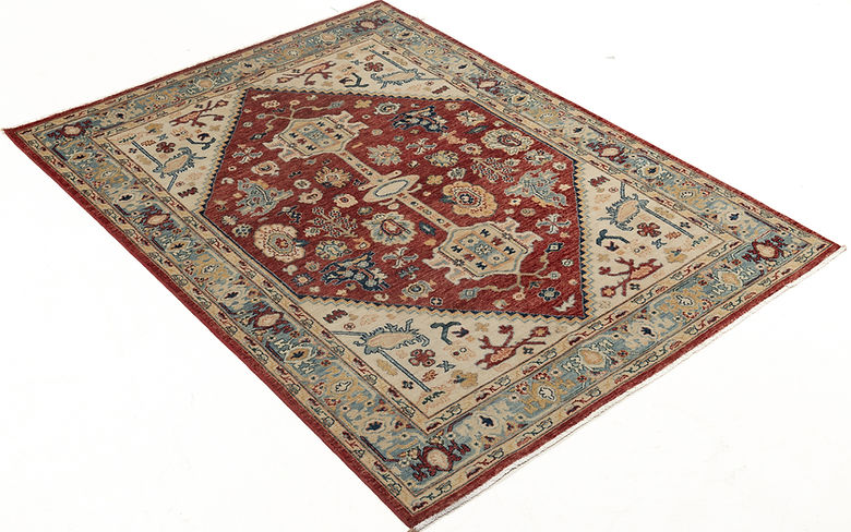 4.11 x 6.8 ft Hand Knotted Serapi Rug