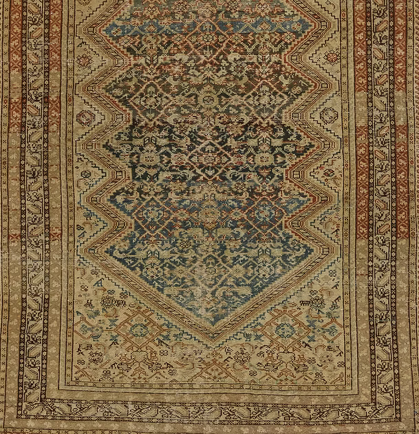 4.11 x 10.8 ft Hand Knotted Vintage Malayer Rug