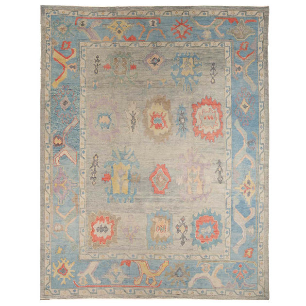 10.6 x 13.8 ft Hand Knotted Oushak Rug