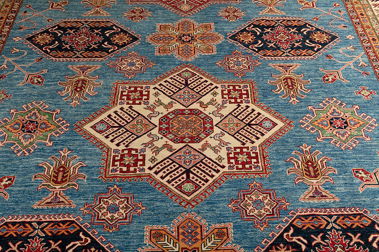 9.11 x 13.8 ft Hand Knotted Kazak Rug