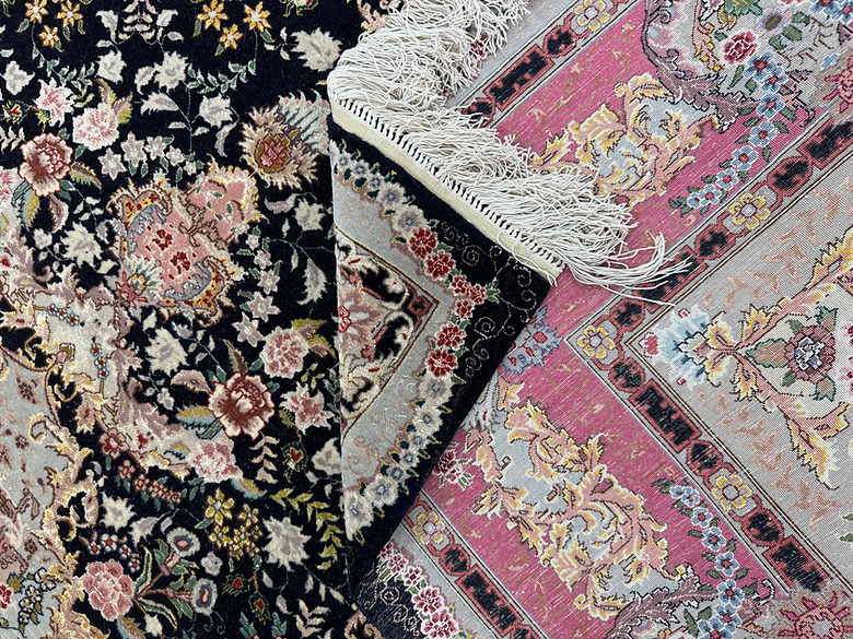 5.8 x 8.4 ft Hand-Knotted Tabriz Rug with Silk Accents