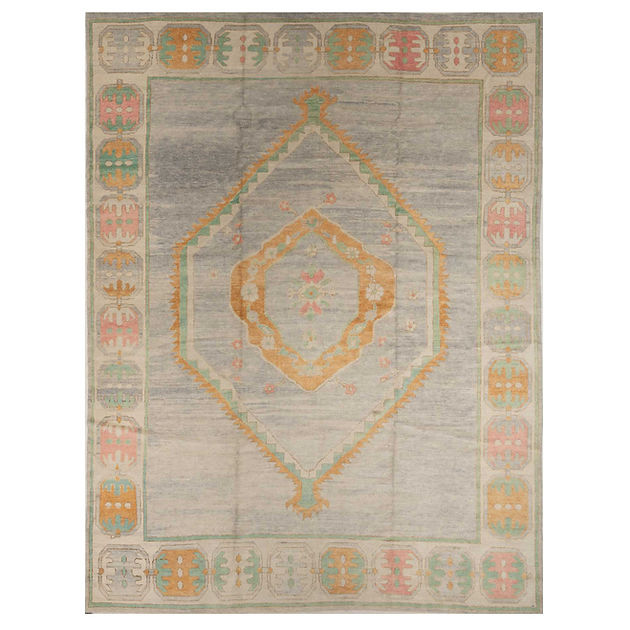 10.5 x 13.9 ft Hand Knotted Oushak Rug
