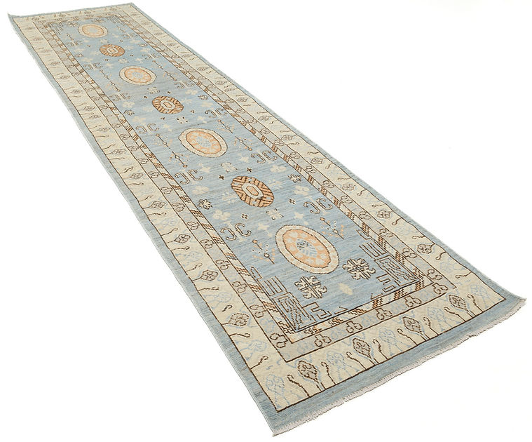 3.2 x 12.9 ft Hand Knotted Khotan Runner