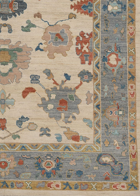 9.1 x 12.4 ft Hand-Knotted Oushak Rug