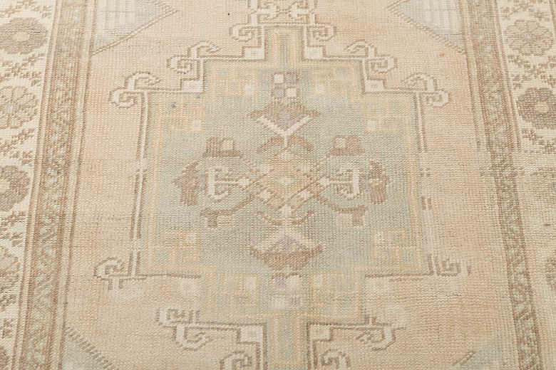 3 x 8.8 ft Hand Knotted Vintage Oushak Runner