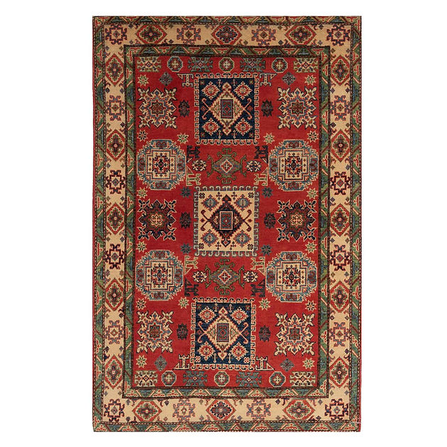 4 x 6.3 ft Hand Knotted Kazak Rug