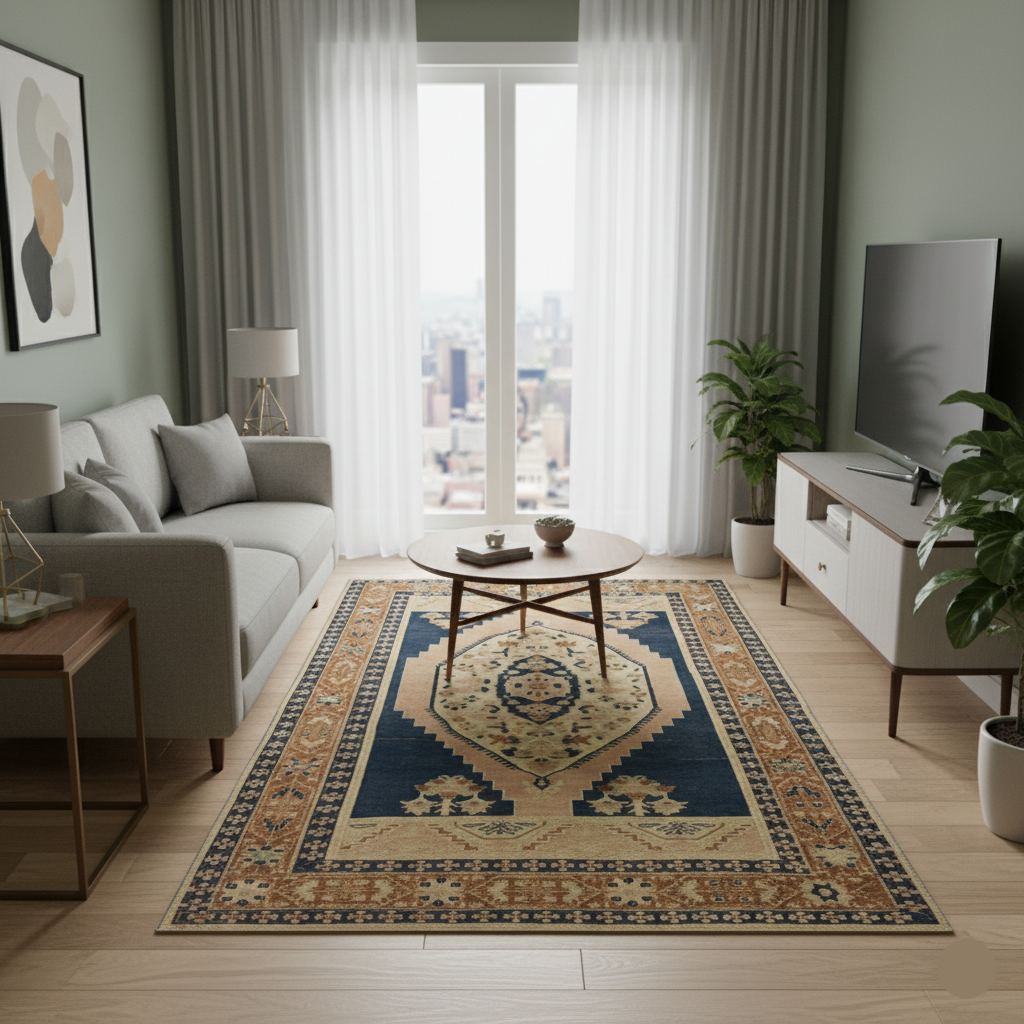 5.1 x 8.3 ft Hand Knotted Vintage Oushak Rug