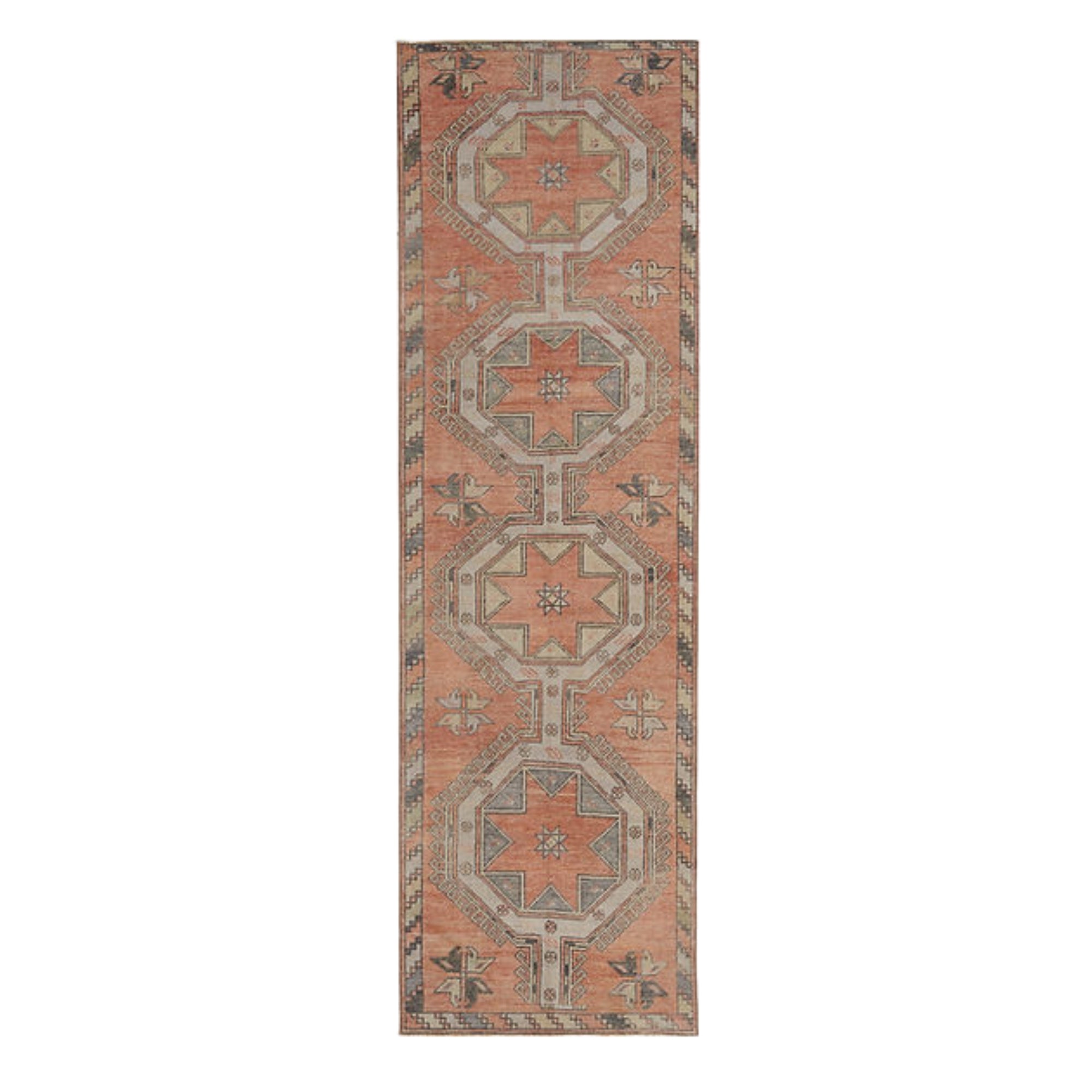 3.4 x 11.1 ft Hand Knotted Oushak Runner