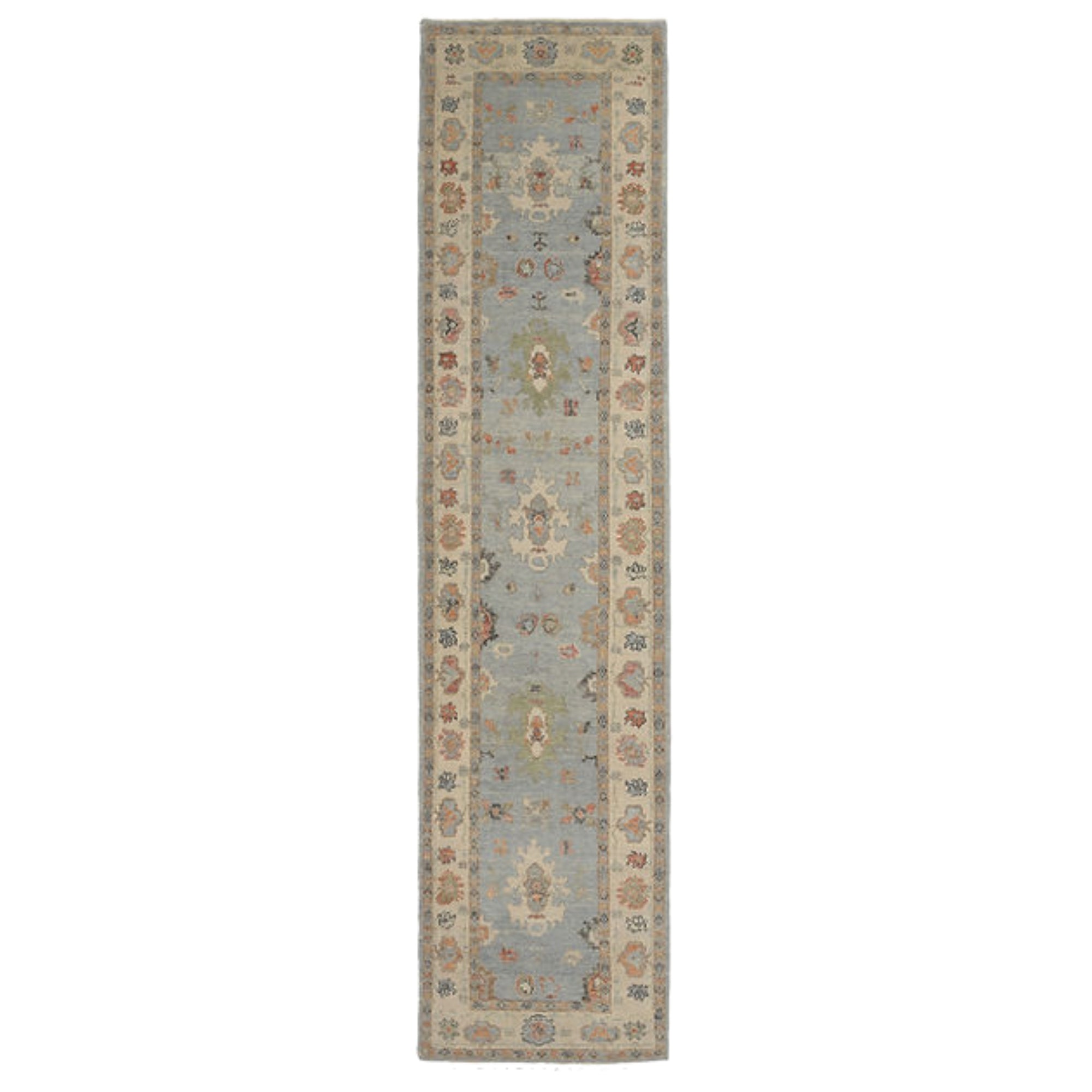 3.1 x 13.5 ft Hand Knotted Oushak Runner