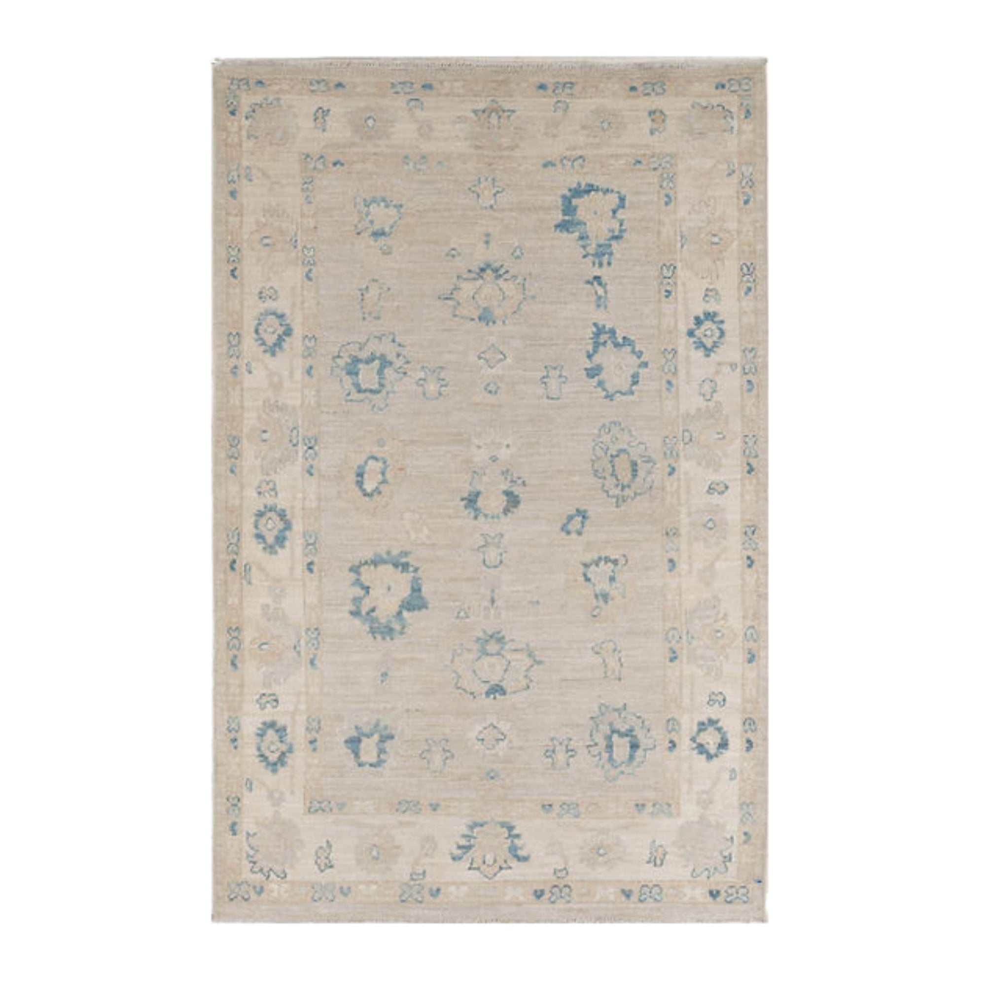 3.11 x 6.3 ft Hand Knotted Oushak Rug