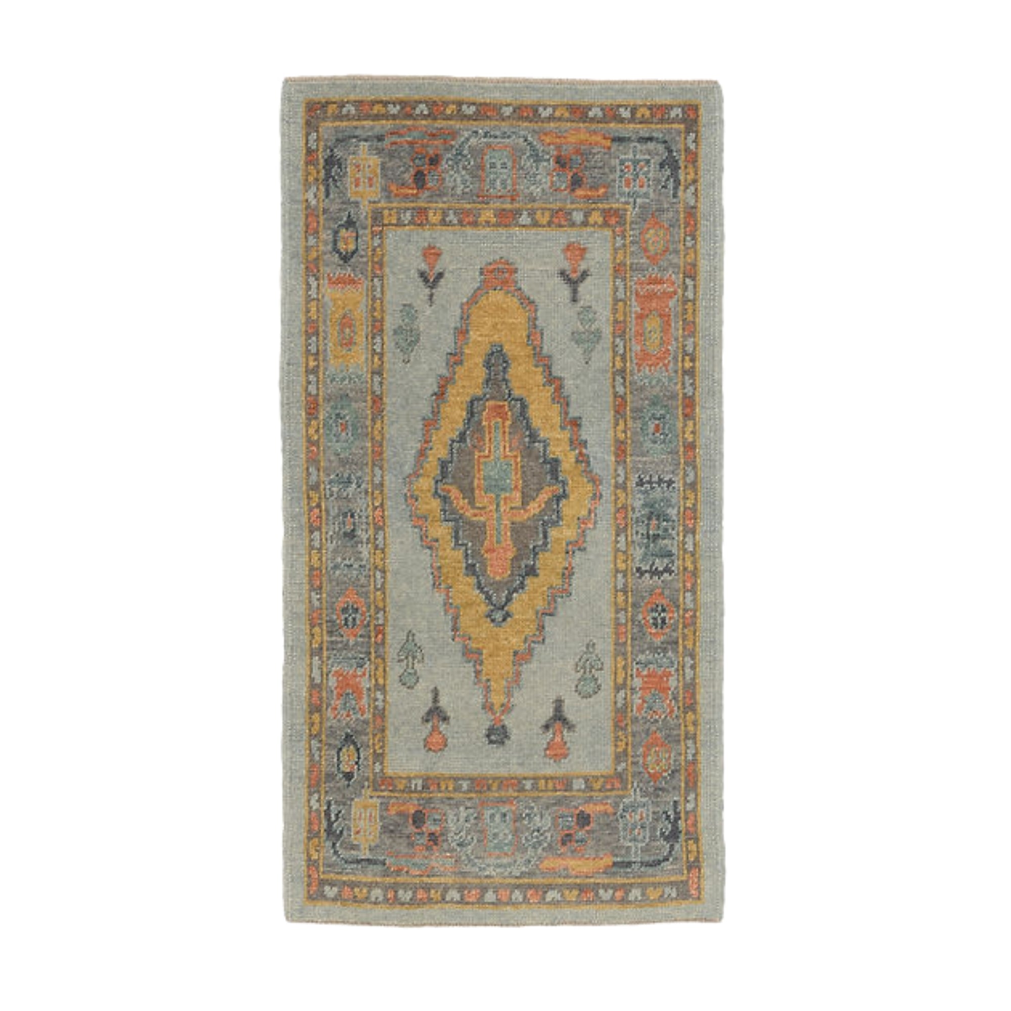 2.8 x 9.7 ft Hand Knotted Oushak Rug