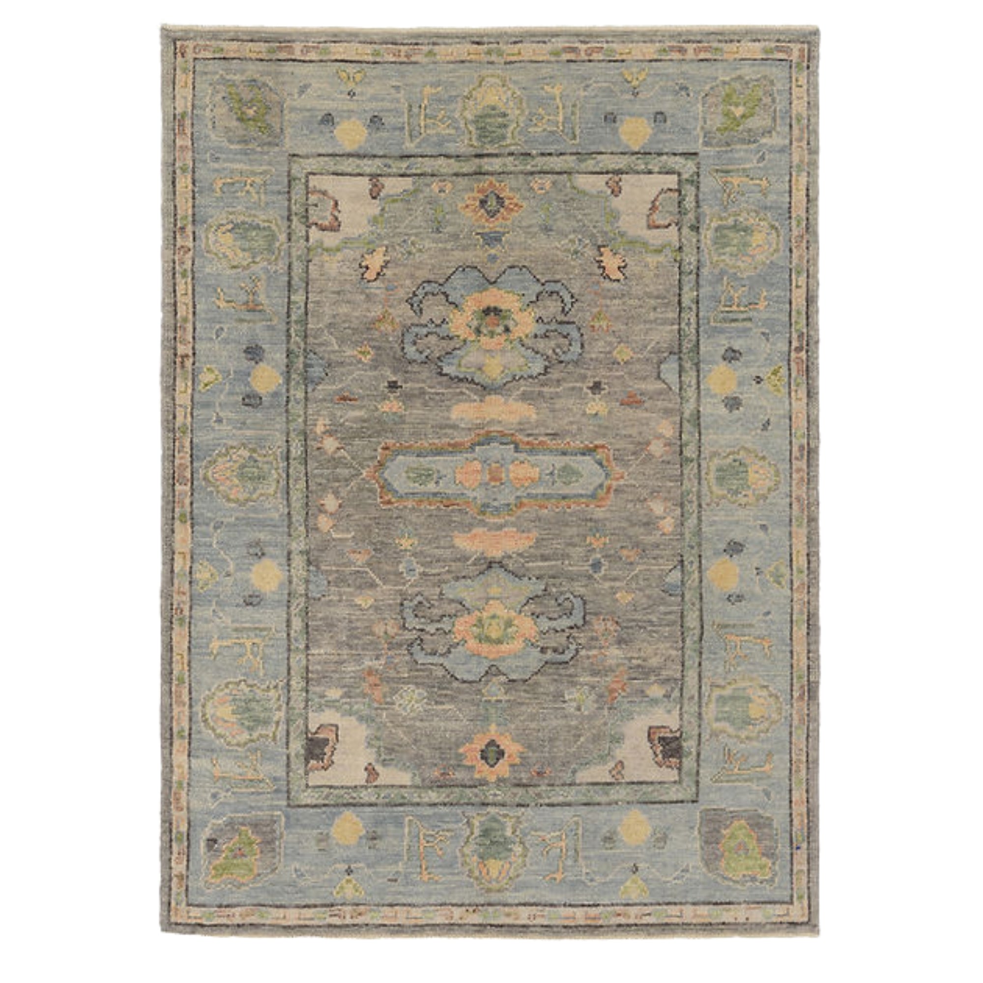 5.2 x 7.2 ft Hand Knotted Oushak Rug