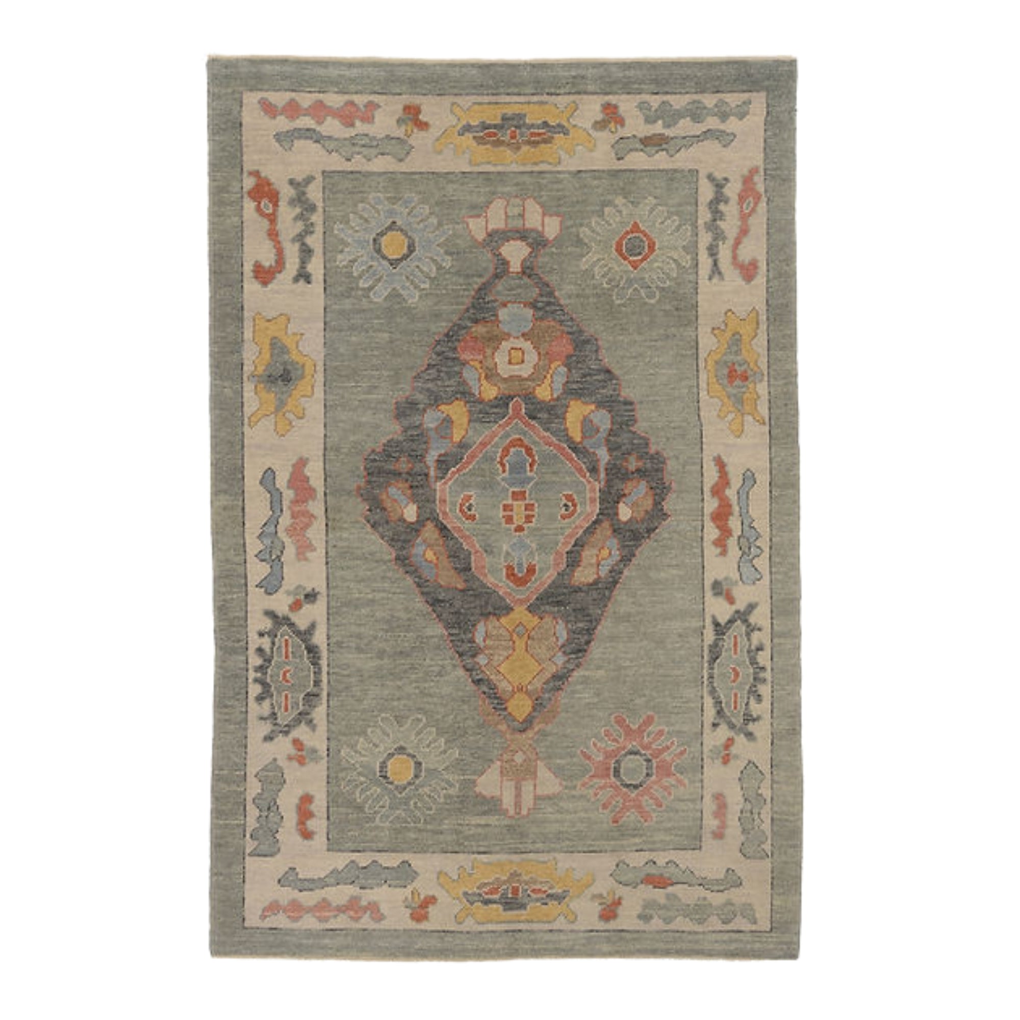 5.2 x 8.1 ft Hand Knotted Oushak Rug